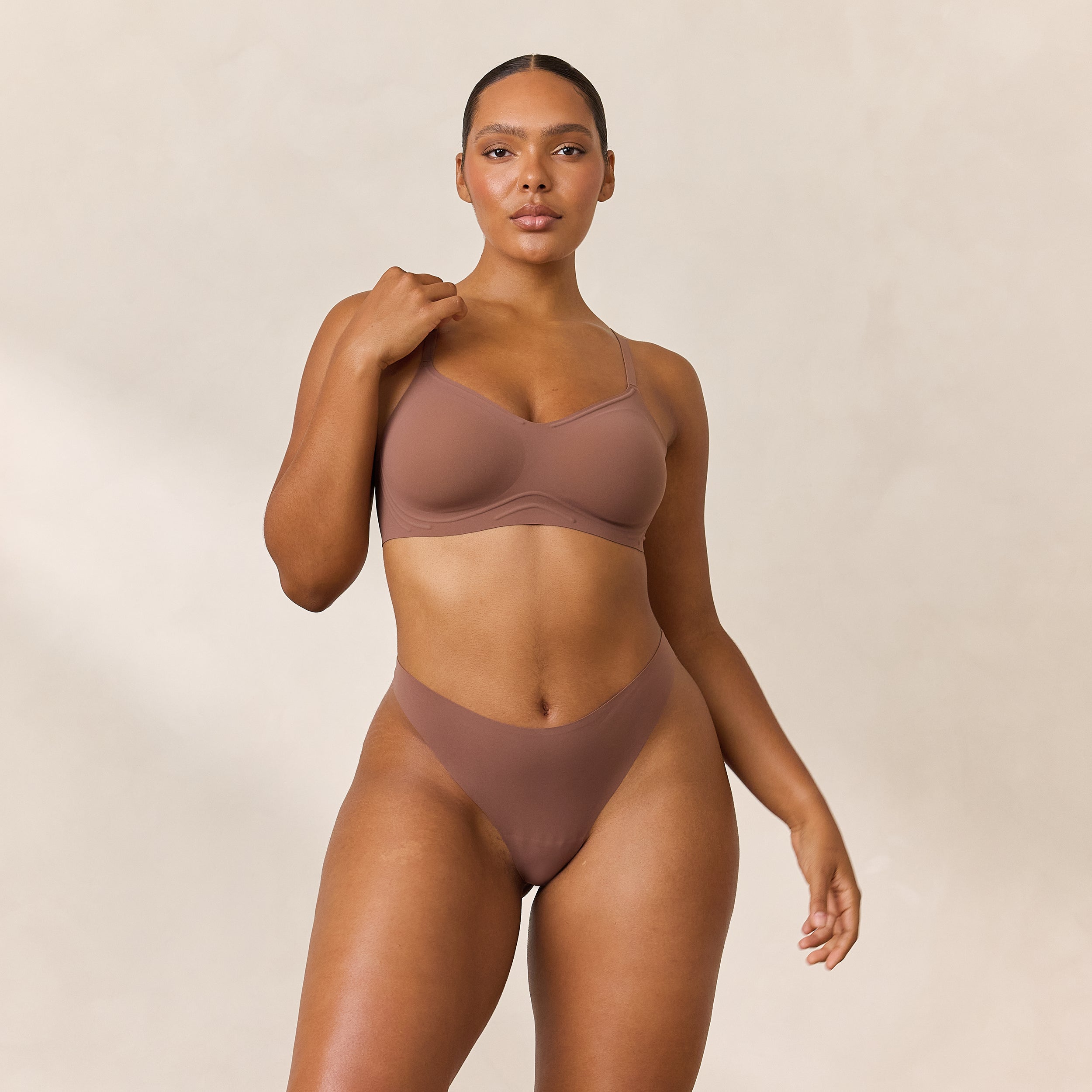 Everyday Flex Bralette - Comfortable Wireless Bra in Nutmeg Color for Yoga, Lounge & Daily Wear