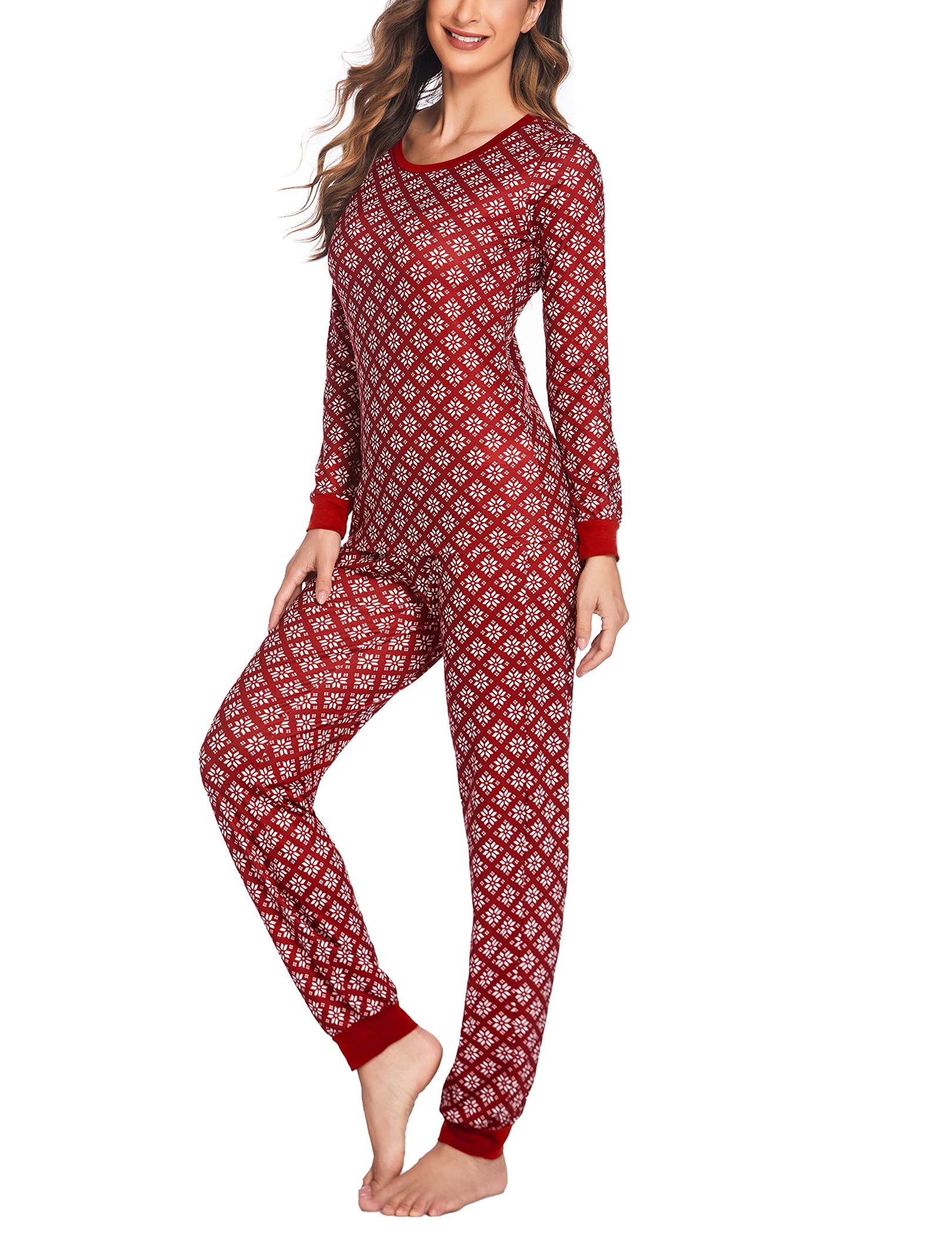 Ekouaer Women's Soft Long Sleeve Pajama Set with Pockets - Cozy Lounge Pants & Top for Sleepwear, Home Relaxation and Comfortable Nightwear