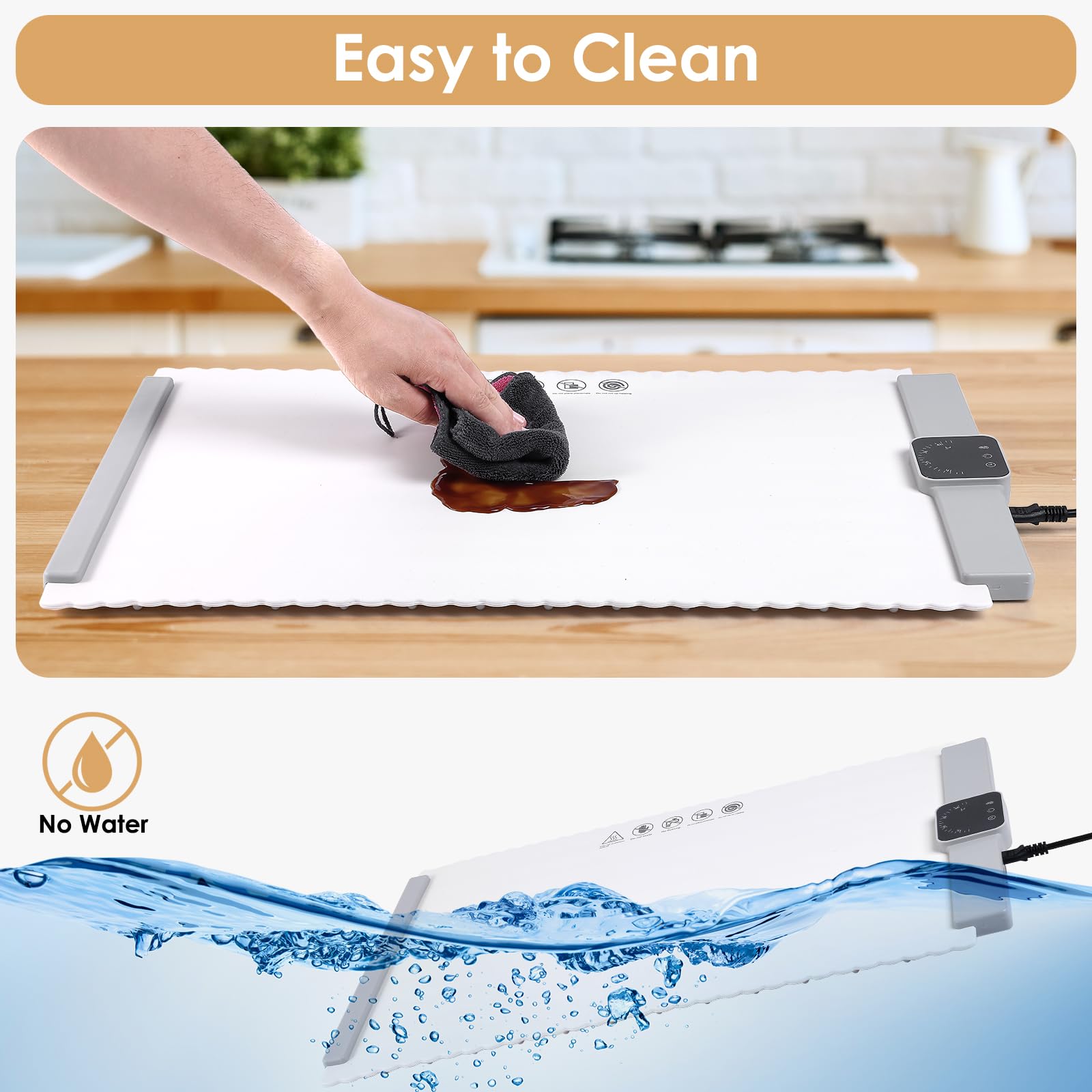 Premium Food Warming Mat - 5 Adjustable Temperature Settings & 4-Hour Timer with Child Lock | Flexible Silicone Heating Pad for Home, Office & Travel | Easy to Clean | Perfect for Parties, Picnics & Dining - Keep Meals Warm Anywhere