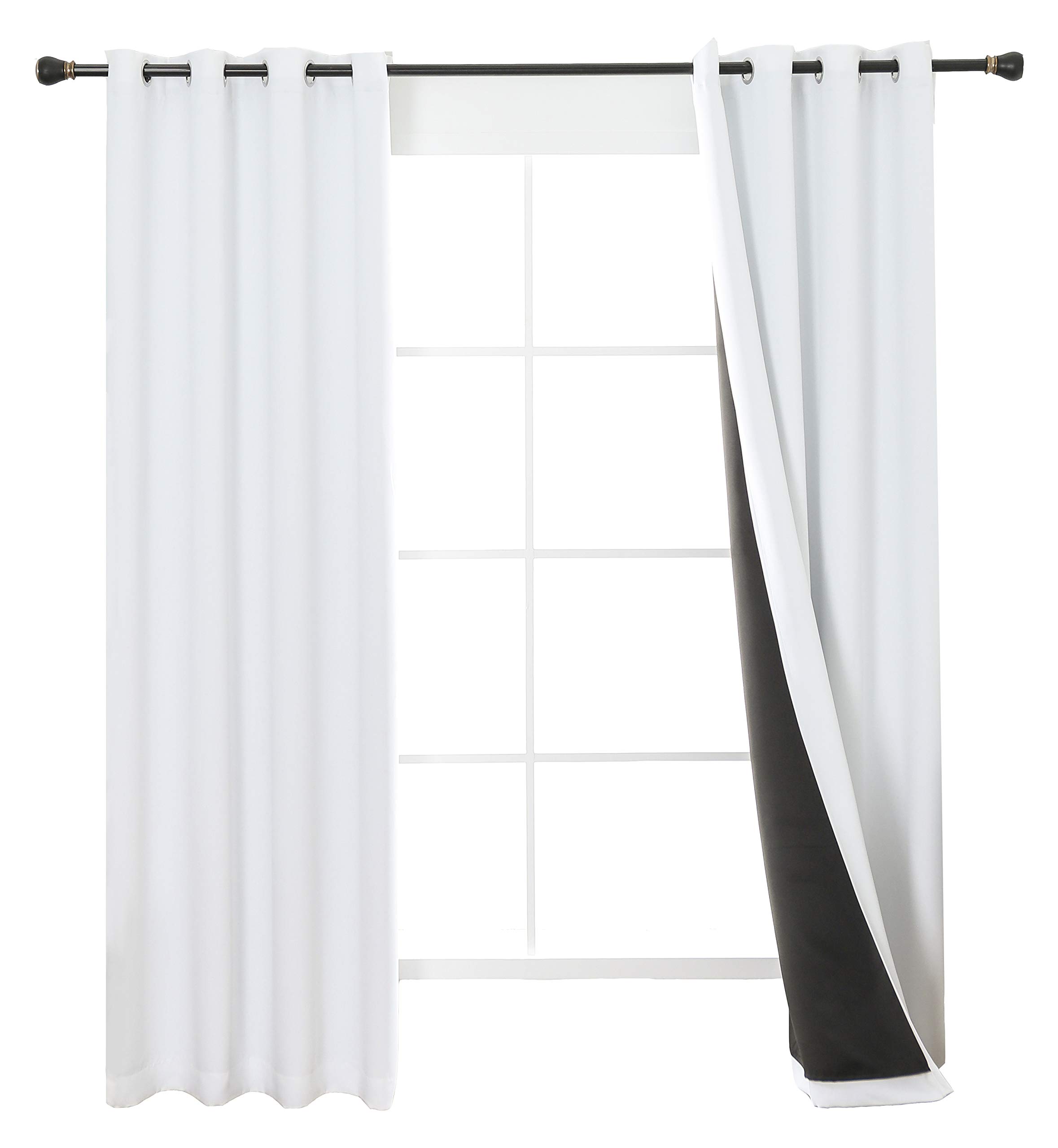 Blackout Curtains 100% Light Blocking - Thermal Insulated 2-Layer Lined Window Drapes for Dining Room & Bedroom (Set of 2, 52x45 Inches, Pure White) - Perfect for Shift Workers, Home Theaters & Light Sleepers