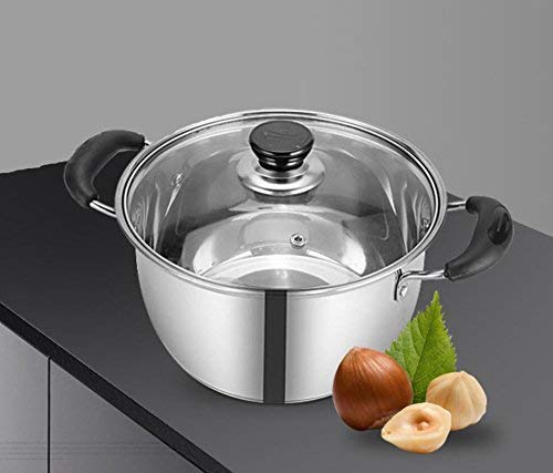 JF-XUAN Stainless Steel Induction Cooker Pan - 3-in-1 Frying Pan, Soup Pot & Casserole - Thick Non-Magnetic Bottom with Double Handles - Perfect for Milk Boiling, Stir-Frying & Slow Cooking at Home