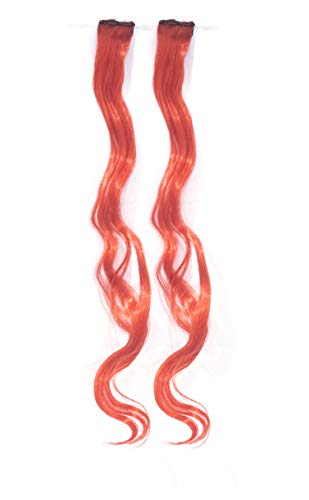 2-Pack Clip In Curly Hair Extensions for Kids - Colored Streaks for Volume & Style - Perfect for Parties, Halloween & Cosplay