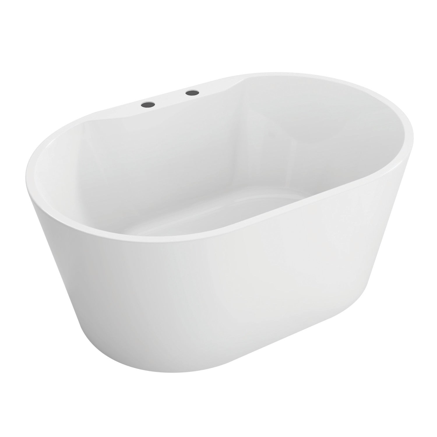 Aqua Eden VT7DE513423 51-Inch Freestanding Acrylic Bathtub - Oval Double-Ended Soaking Tub with Drain, Glossy White Finish for Luxury Bathroom & Spa Relaxation