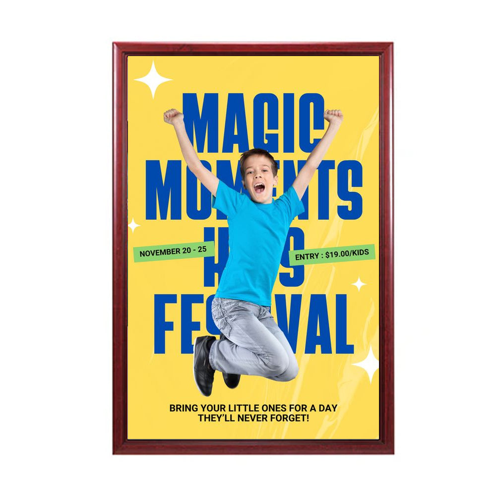 18x24 Inch Wooden Poster Frame - Premium Quality Swing Frame for Wall Art Display - Perfect for Home, Office, and Gallery Decor