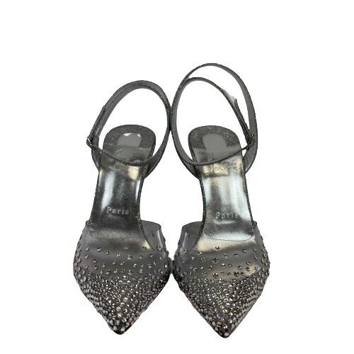 Christian Louboutin Silver Glitter Spikeaqueen Heels Women's Size 7 US (37 EU) - Luxury High Heels for Parties, Weddings & Special Occasions