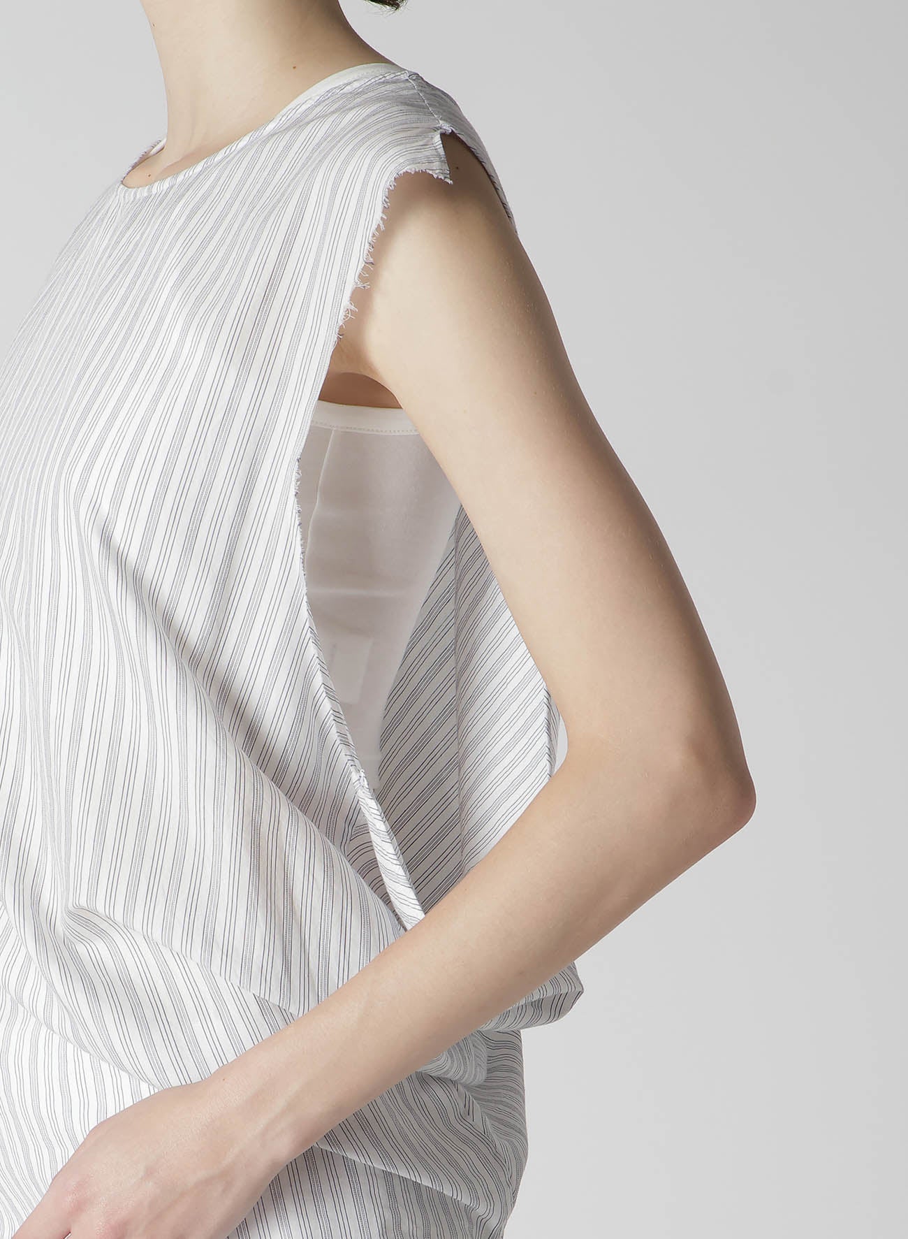 Cotton & Cupro Hard Twisted Dobby Stripe Sleeveless Drape Shirt for Women | Breathable & Stylish Summer Blouse | Perfect for Office Wear, Casual Outings & Special Occasions