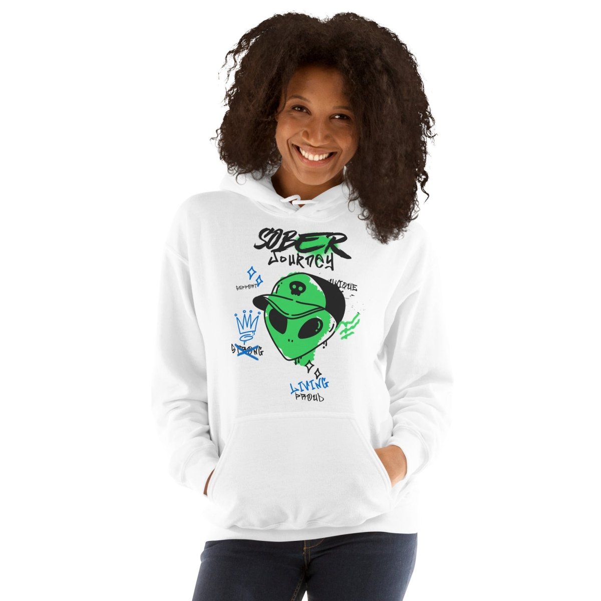 Alien Sober Journey Unisex Hoodie - Intergalactic Recovery Series | Space-Themed Comfort Wear for Addiction Recovery & Casual Streetwear