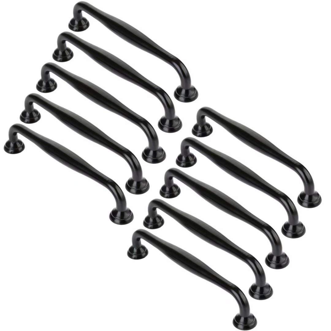 **10-Pack Black Cabinet Handles & Drawer Pulls - Durable Zinc Alloy Minimalist Cupboard Door Handles for Kitchen Cabinets, Drawers & Home Decor (128mm) - Perfect for Modern Kitchens, Bathrooms & Furniture Upgrades**