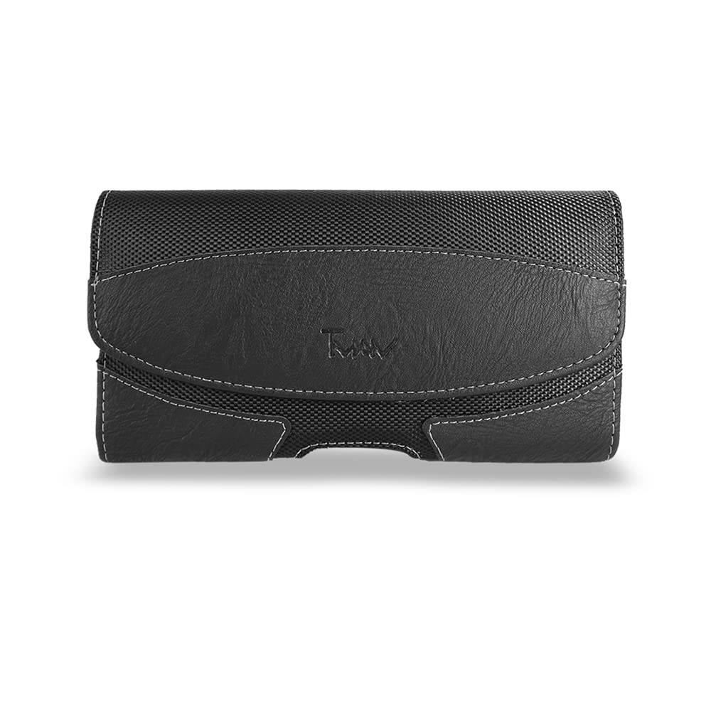 Premium PU Leather Case for Samsung Galaxy Z Fold 3 & Z Fold 2 5G - Belt Loop & Clip Holster Protective Pouch Cover - Durable XL Size Phone Case for Business & Outdoor Use