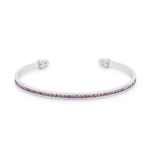Lavender Cubic Zirconia Channel Set Cuff Bracelet - Elegant Women's Fashion Jewelry for Parties, Weddings & Special Occasions
