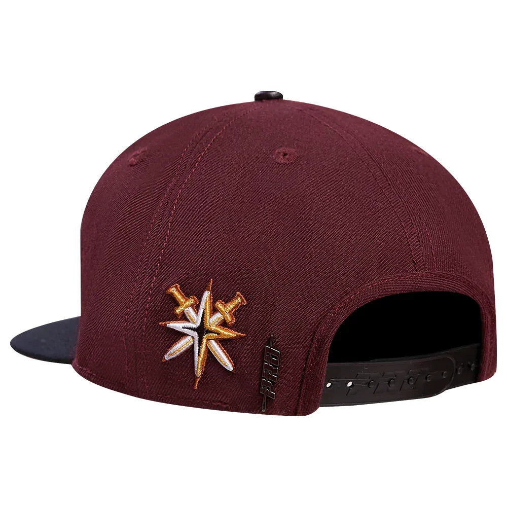 Pro Standard Vegas Golden Knights Two-Tone Burgundy & Gold Wool Snapback Hat | NHL Official Licensed Cap for Men & Women | Perfect for Games, Fan Gear & Casual Wear