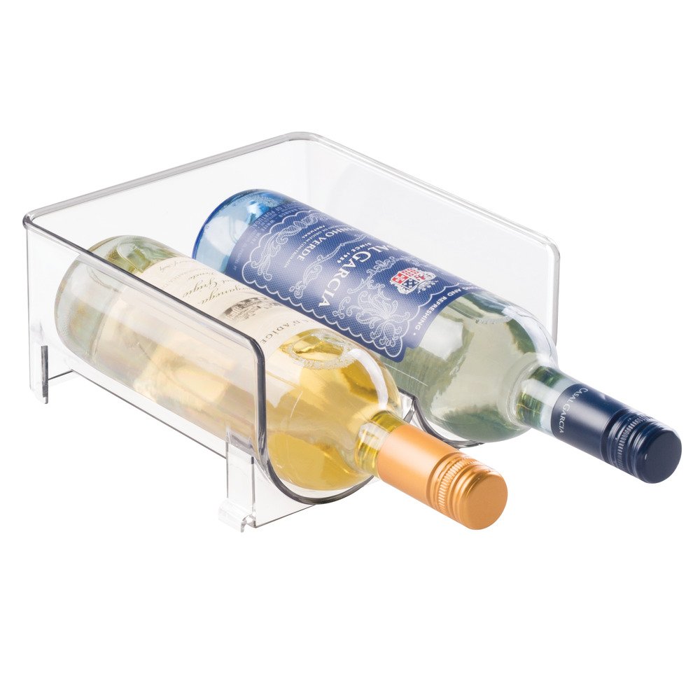 InterDesign Stackable Wine Storage Rack - Clear 2-Bottle Organizer for Refrigerator or Kitchen Countertops | Space-Saving Wine Bottle Holder for Small Kitchens, Bars & Dining Rooms