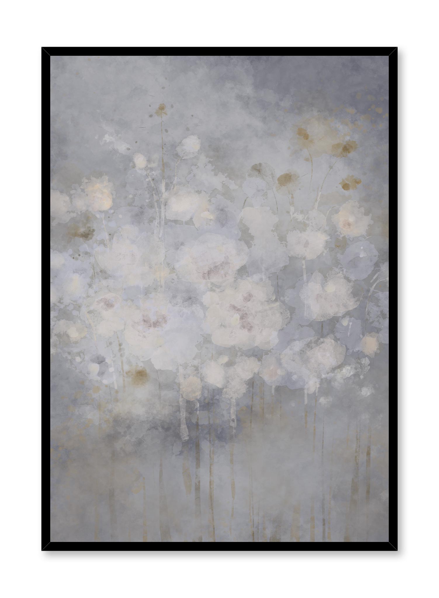 Blue Misty Blooms Floral Poster - Elegant Wall Art for Home, Office & Living Room Decor
