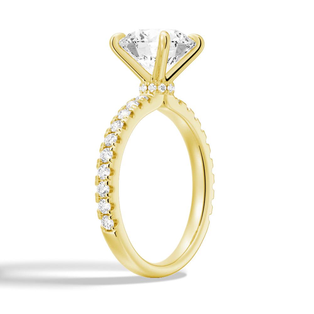 1.5 Carat Round Moissanite Engagement Ring with Pavé Band & Hidden Halo - Perfect for Proposals, Weddings & Anniversary Gifts