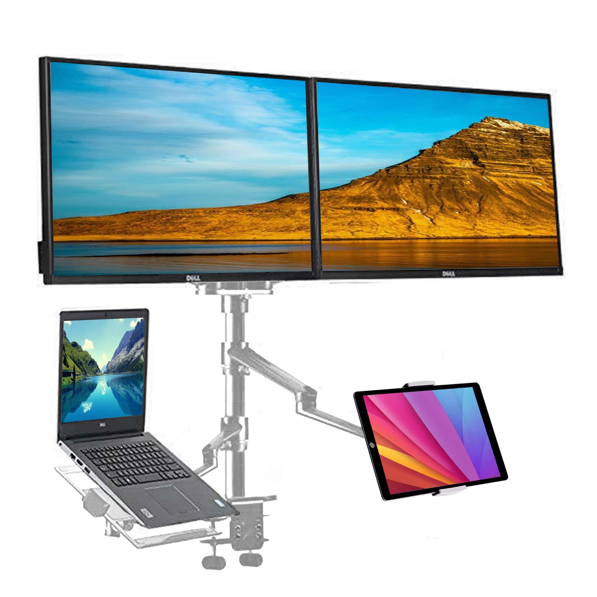4-Arm Height Adjustable Laptop & Monitor Stand - Fits 10-17
