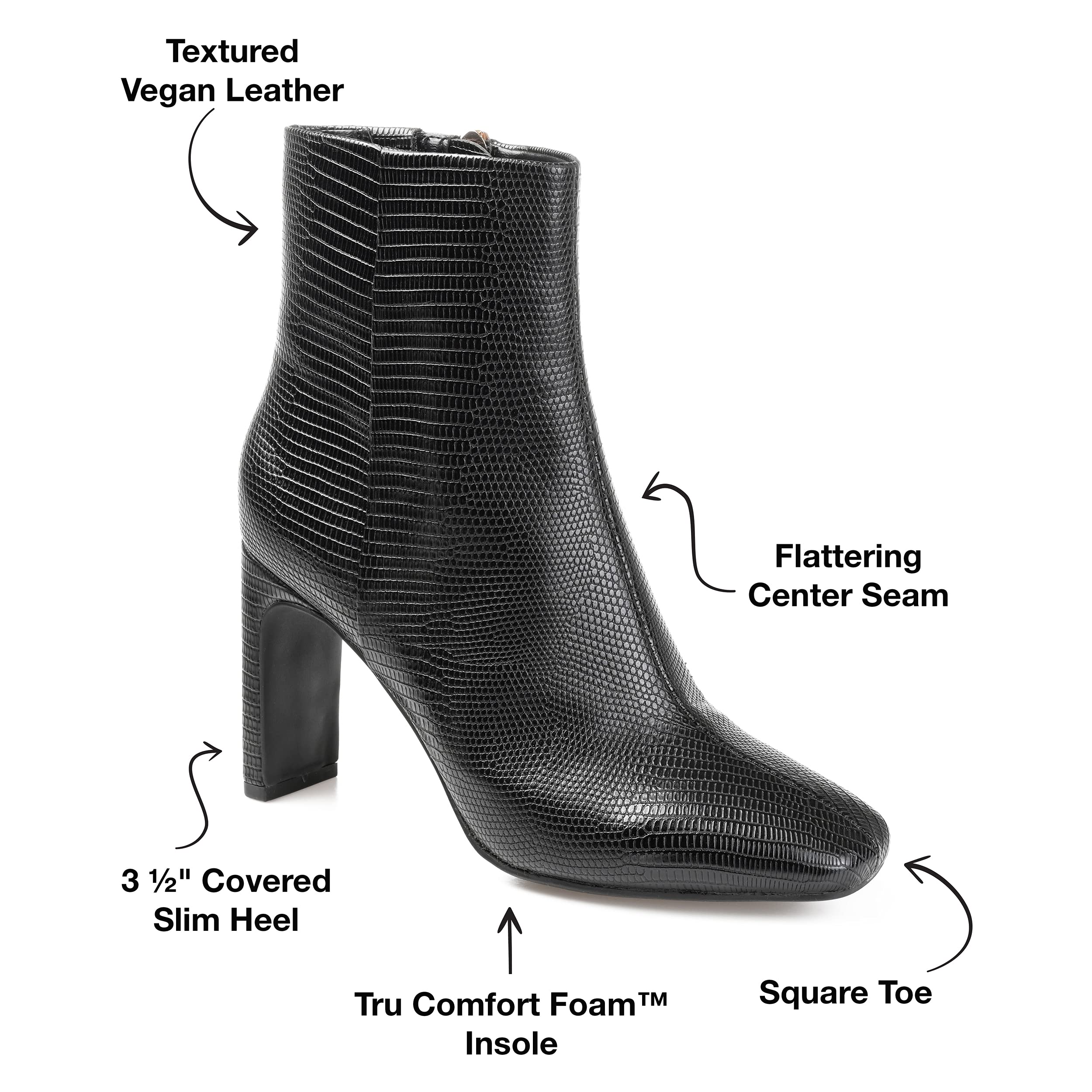 Journee Collection Women's Sarla Faux Leather Ankle Boots - Black Size 11 Medium (B,M) - Stylish & Comfortable Booties for Work, Casual Outfits & Fall Fashion