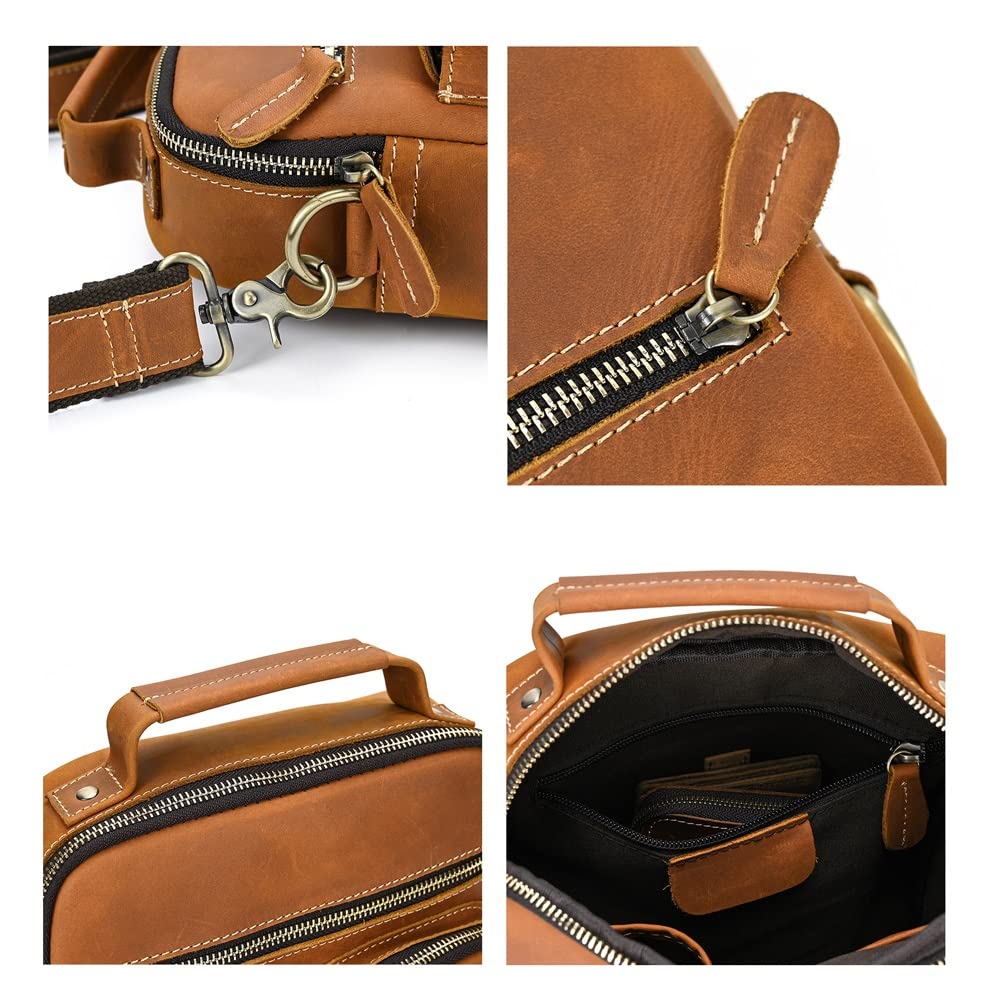 Premium Genuine Leather Messenger Bag for Men - Handmade Crossbody Work Bag, Durable Shoulder Bag for Business & Travel - Ideal Gift for Him or Her (Brown A) - Perfect for Office, Commuting & Daily Use