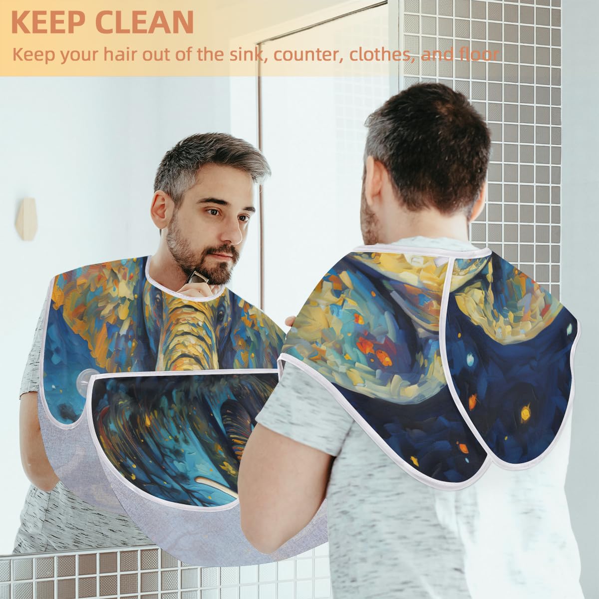 Men's Elephant Oil Paint Beard Shaving Bib - Waterproof Hair Dye Apron for Barbers & Artists - Sink Cleaner & Beard Trimming Accessory - Perfect for Salon, Home Grooming & Makeup Protection