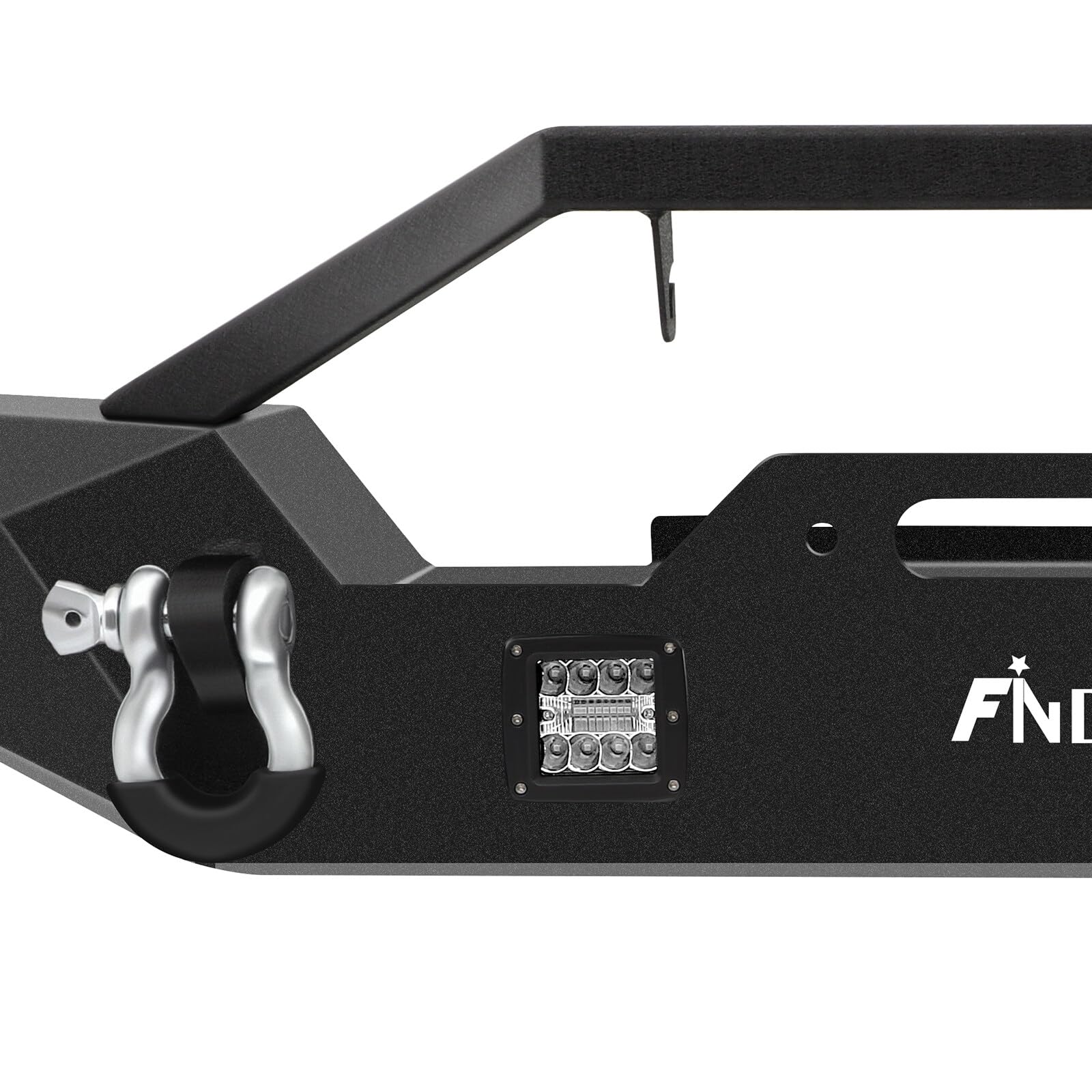 **FINDAUTO Upgraded Textured Black Rock Crawler Front Bumper with D-Ring & Winch Plate & LED Lights - Compatible with 1987-2006 Jeep Wrangler (TJ, YJ) - Perfect for Off-Roading, Rock Crawling & Adventure**