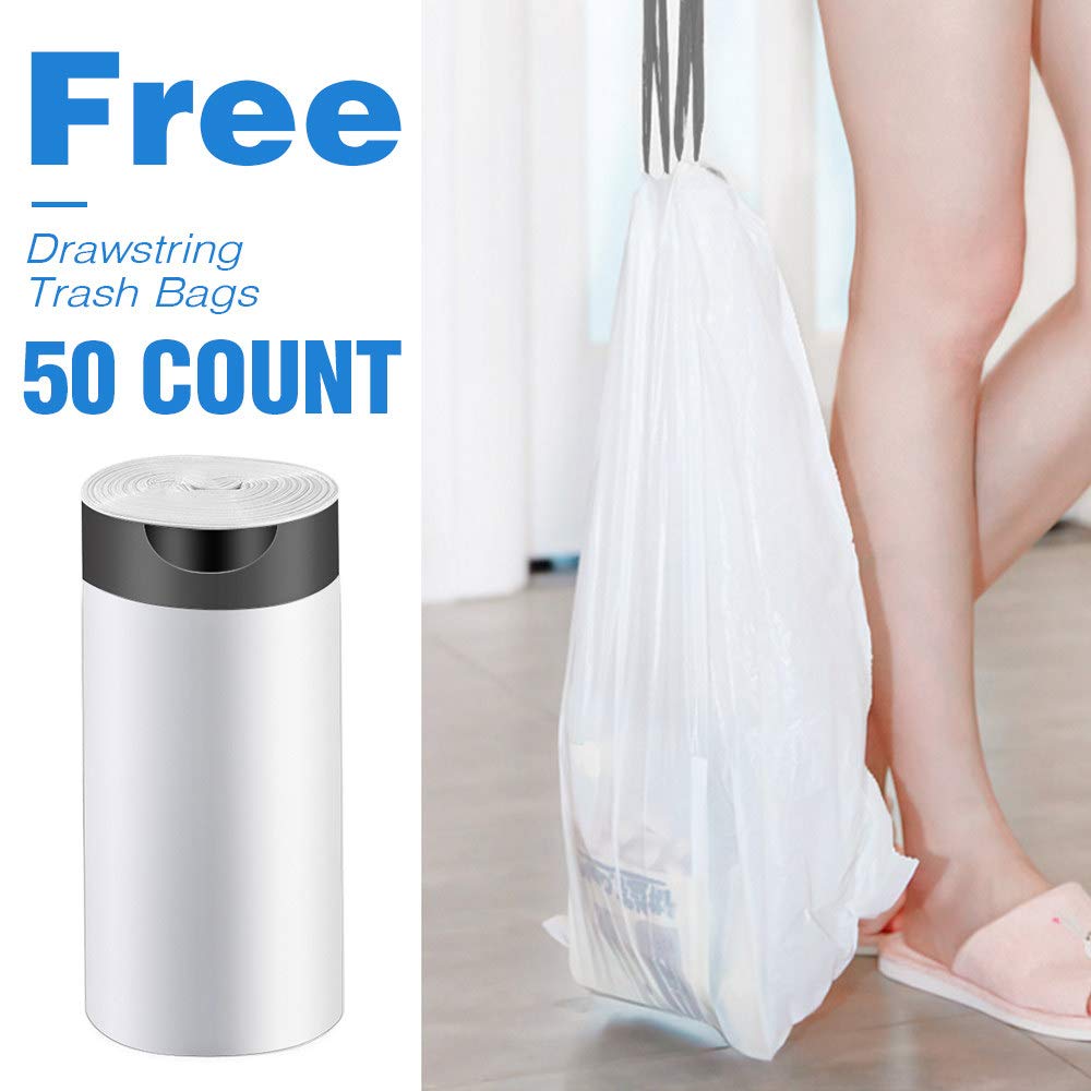 6-Piece Bathroom Accessories Set - Plastic Soap Dispenser, Toothbrush Holder, Tumblers, Soap Dish, Trash Can & Toilet Brush with Drawstring Bags (Brown) | Modern Bathroom Organization for Home, Apartment, Dorm & Guest Bath Decor