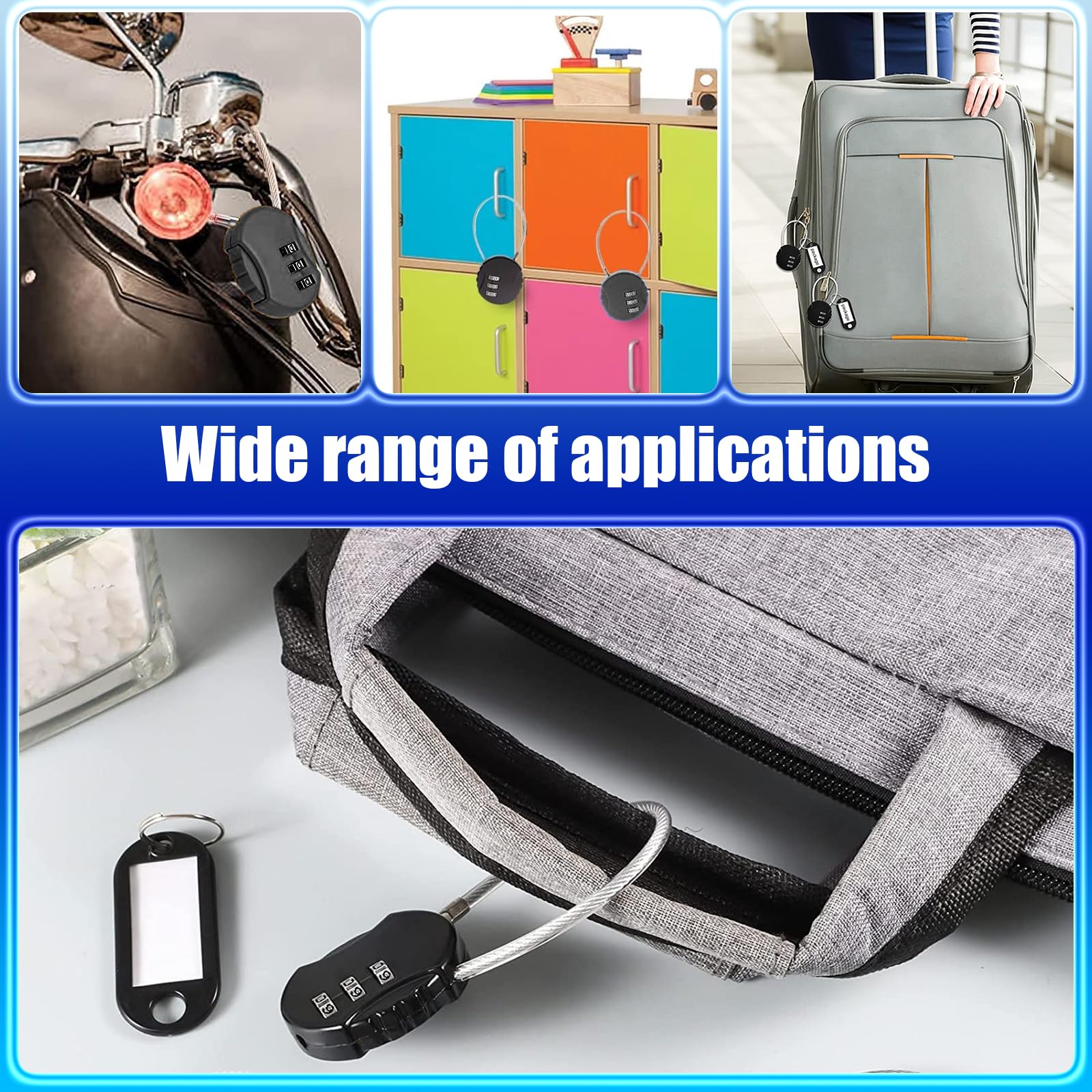 2 Pack Mini Wire Rope Lock - Secure Luggage, Jewelry Box, Backpack & Gym Locker | Portable Combination Padlock for Travel, Storage & Sports Equipment Protection