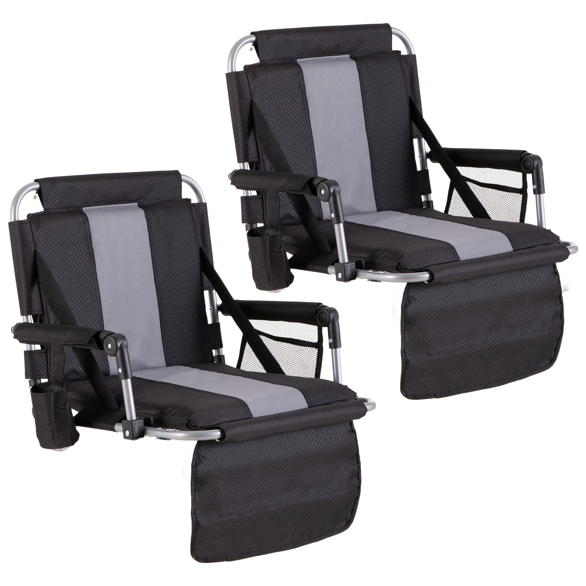 Portable Stadium Chair with Armrest & Back Support - Folding Bleacher Seat for Outdoor Events, Sports Games & Concerts - Includes Cup Holder, Mesh Storage Bag & Hide Hooks - Perfect for Football, Baseball, Camping & Picnics