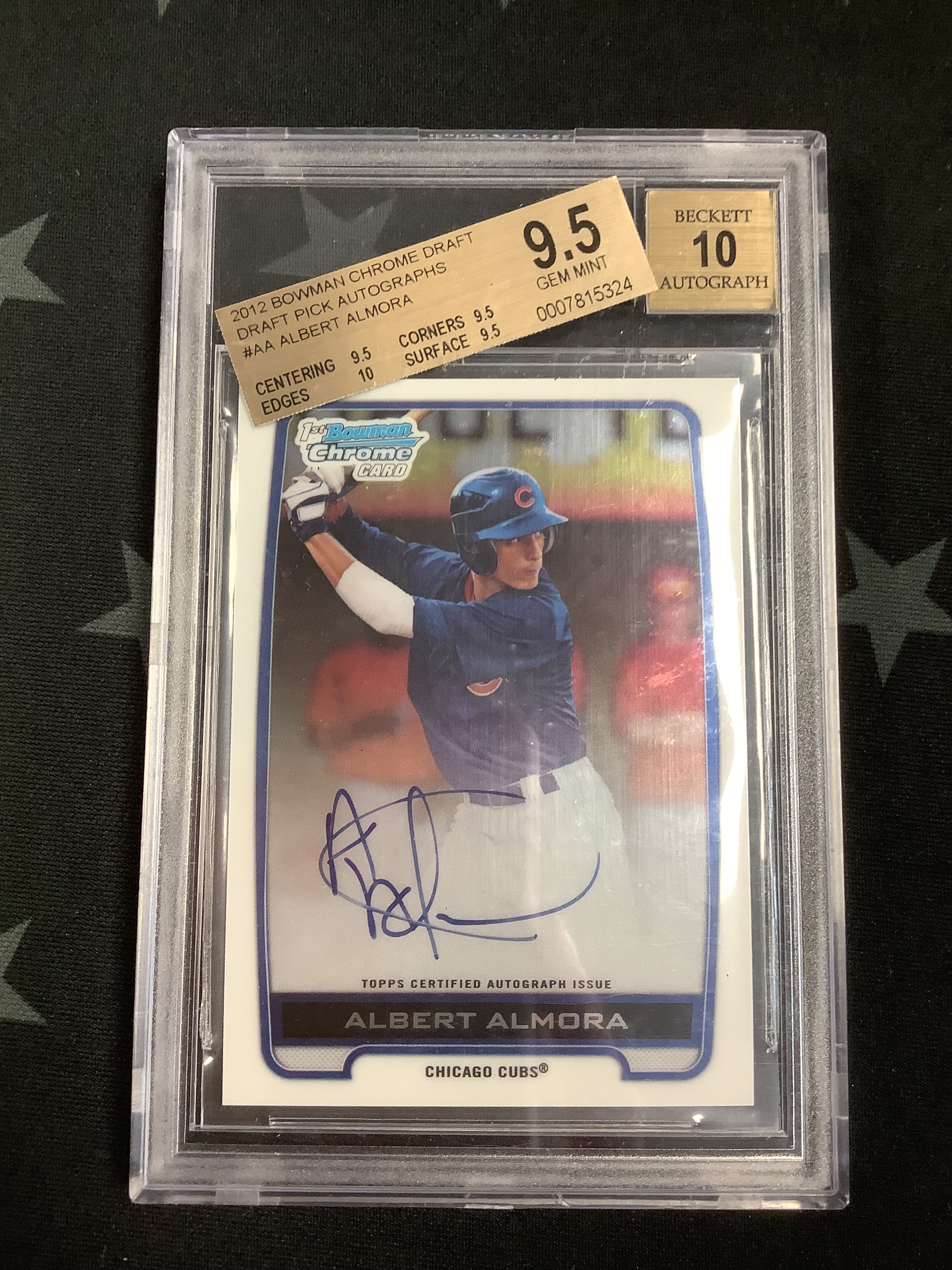 2012 Bowman Chrome Draft Albert Almora Draft Pick Autographs Baseball Card - Beckett 9.5 Gem Mint - Perfect for Sports Collectors & Investors