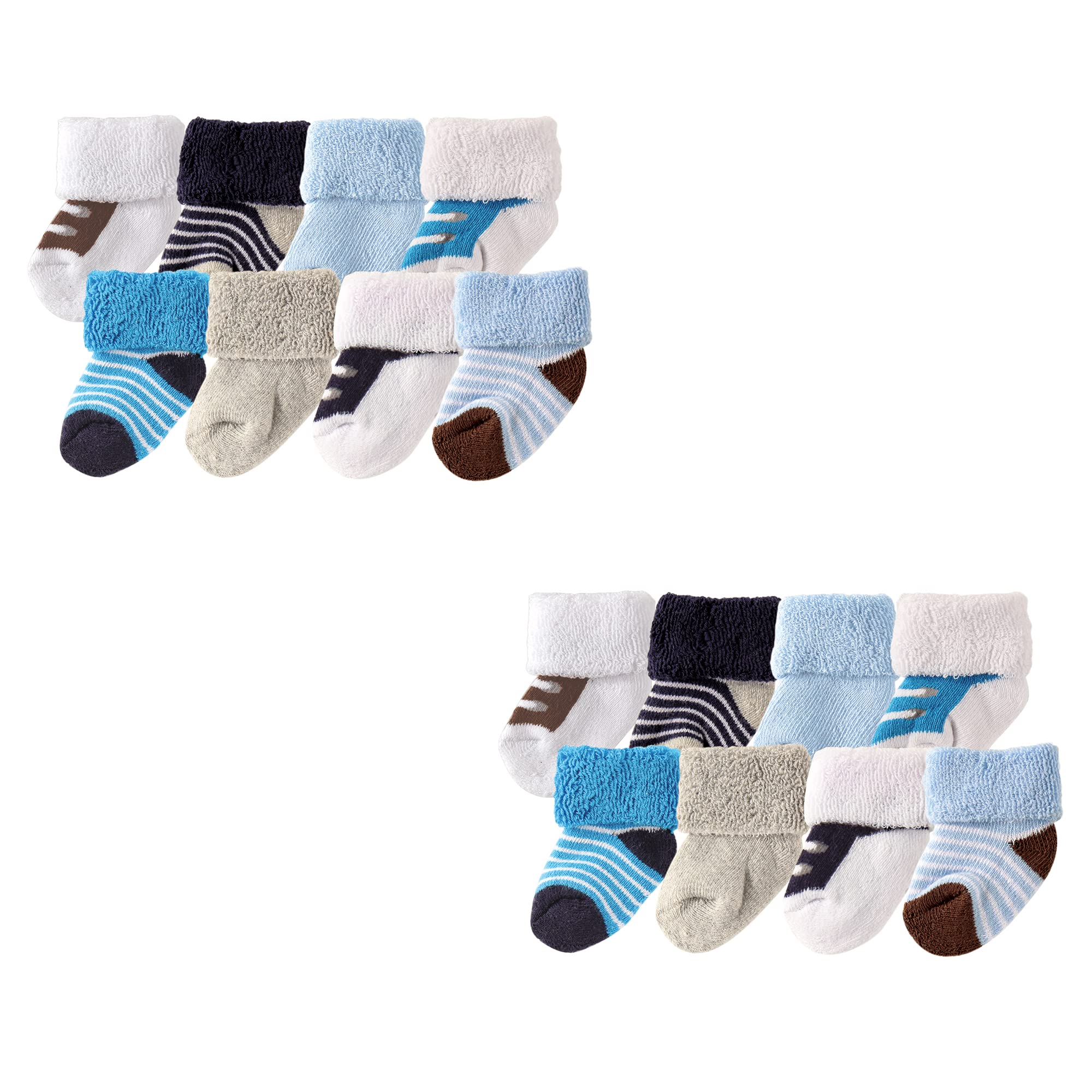 Luvable Friends Soft Terry Baby Socks for Newborns & Infants - 6-Pack Cute & Comfortable Cotton Socks for Boys & Girls - Perfect for Everyday Wear, Gifts & Nursery Essentials