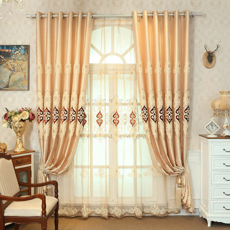 Phoebe Two Layer Luxury Embroidery Blackout Thermal Custom Curtains - Soundproof & Energy Efficient Window Treatments for Bedroom, Living Room & Home Theater
