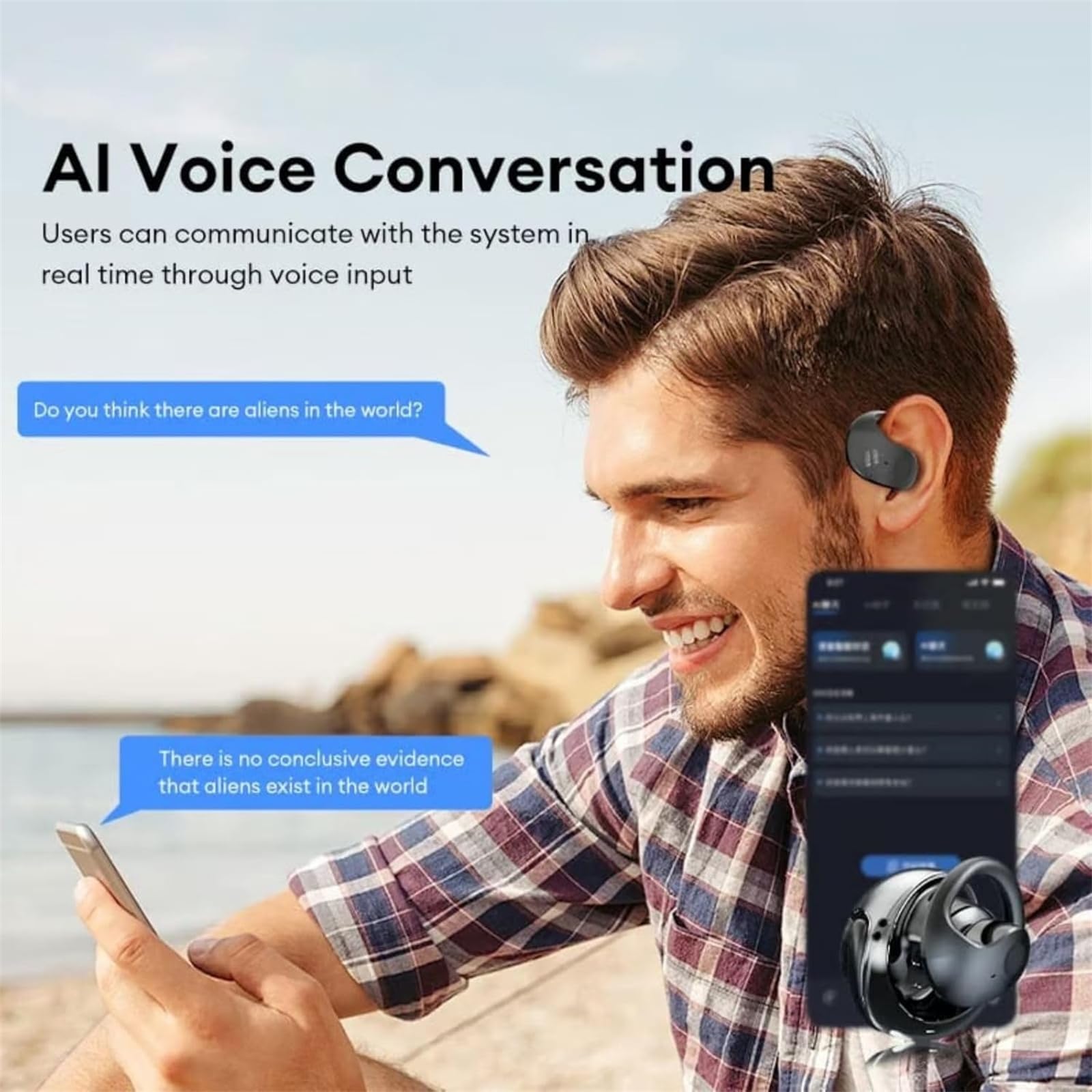 Hy-T26 Pro Wireless Bluetooth Translator Earbuds for Travel & Meetings - Black