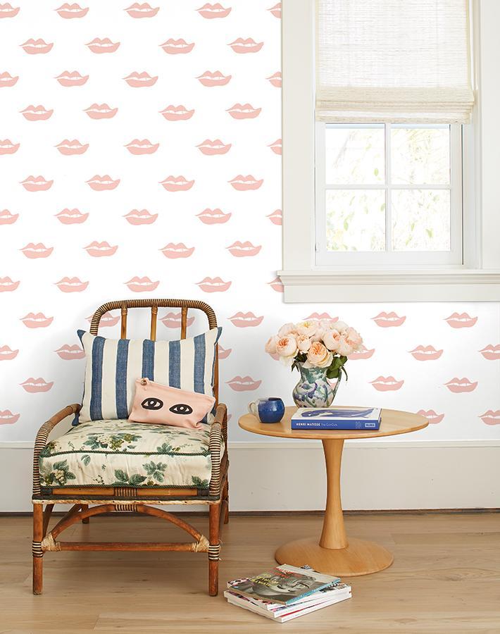 Clare V. Pink 'Lips' Wallpaper - Elegant Floral Peel and Stick Wallpaper for Bedroom, Living Room & Nursery Decor