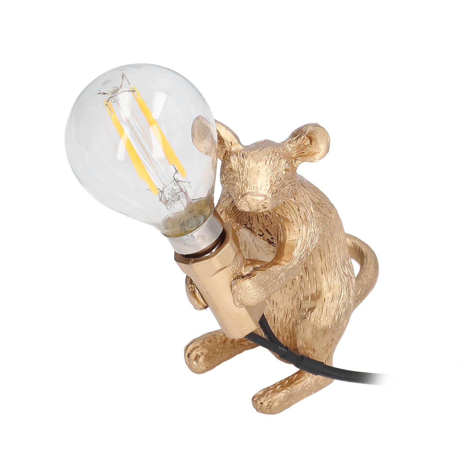 Modern Resin Mouse Lamp - Creative E12 Animal Desk Light for Home, Office & Nursery - Golden Sitting Mouse Night Light for Living Room, Baby Room, Yoga Studio & Vanity Table Decor - Perfect for Cozy Ambiance, Study Sessions & Relaxation Spaces