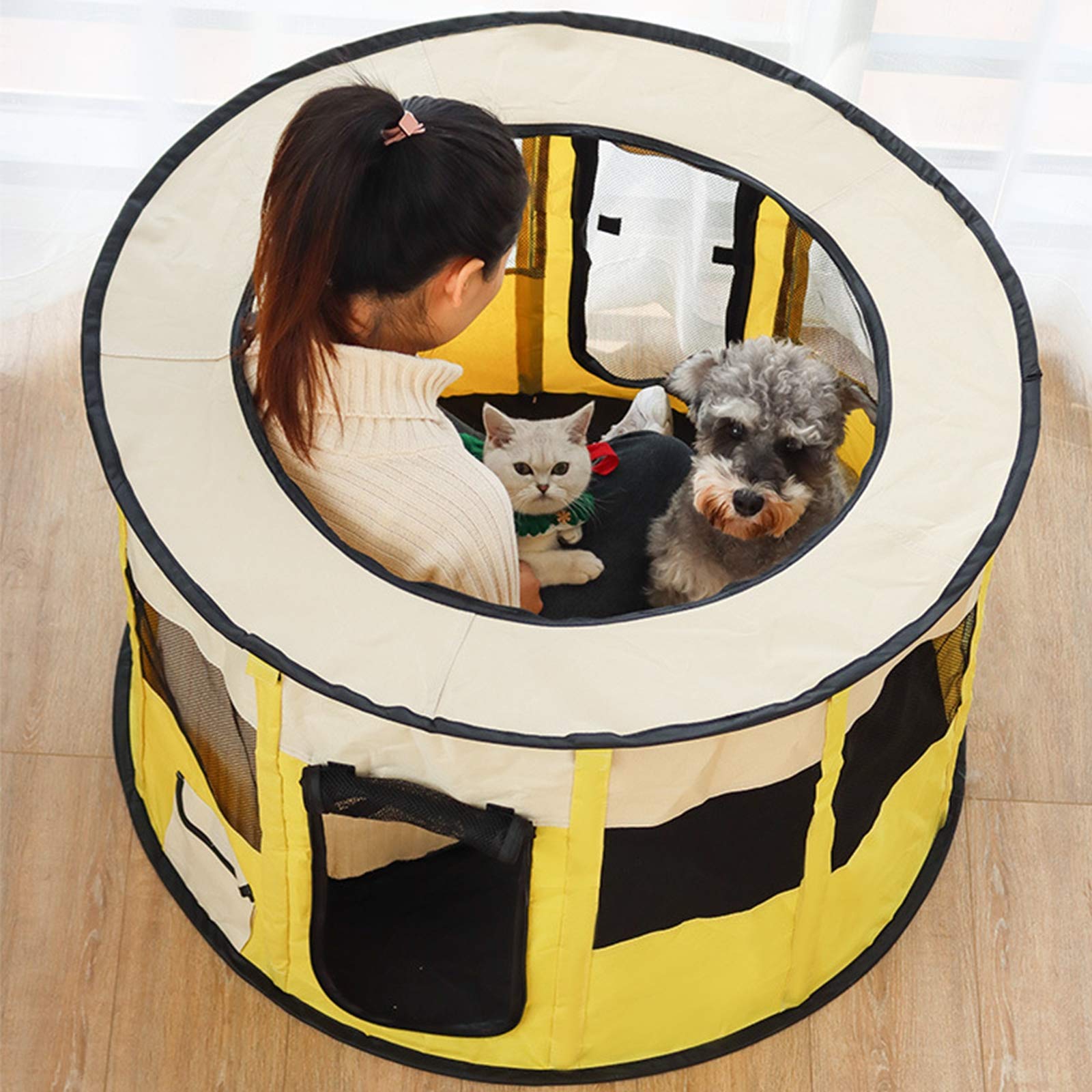 Portable Pet Playpen for Dogs, Cats, Puppies & Small Animals - Indoor/Outdoor Foldable Dog Kennel with Carrying Case - Perfect for Travel, Camping & Home Use