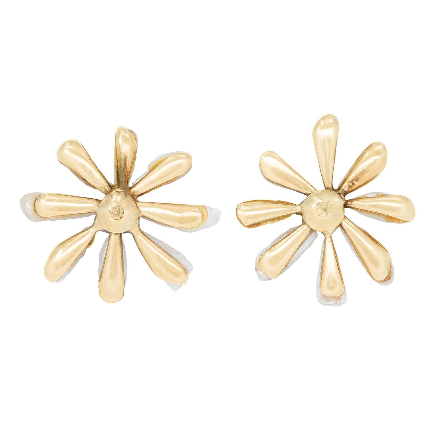 Exquisite Victorian Style 14k Gold Pearl & Diamond Floral Earrings – Elegant Jewelry for Weddings, Parties & Special Occasions