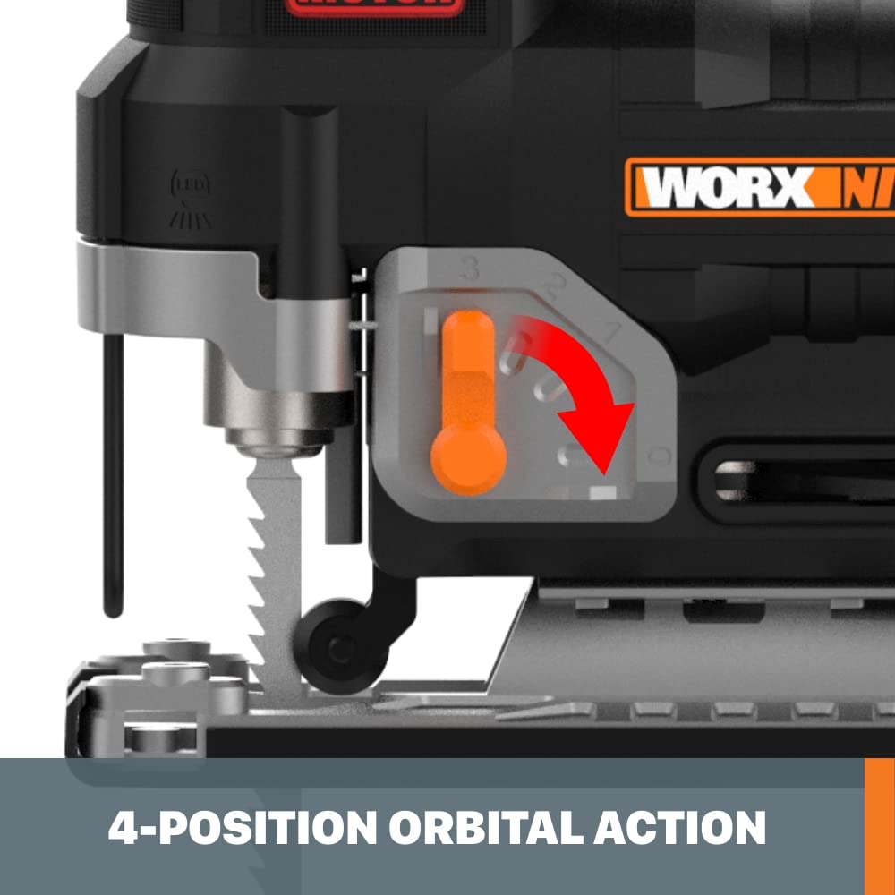 Worx NITRO 20V Cordless Jigsaw with Brushless Motor - WX542L (Includes Battery & Charger) - Perfect for DIY Woodworking, Home Renovation & Craft Projects