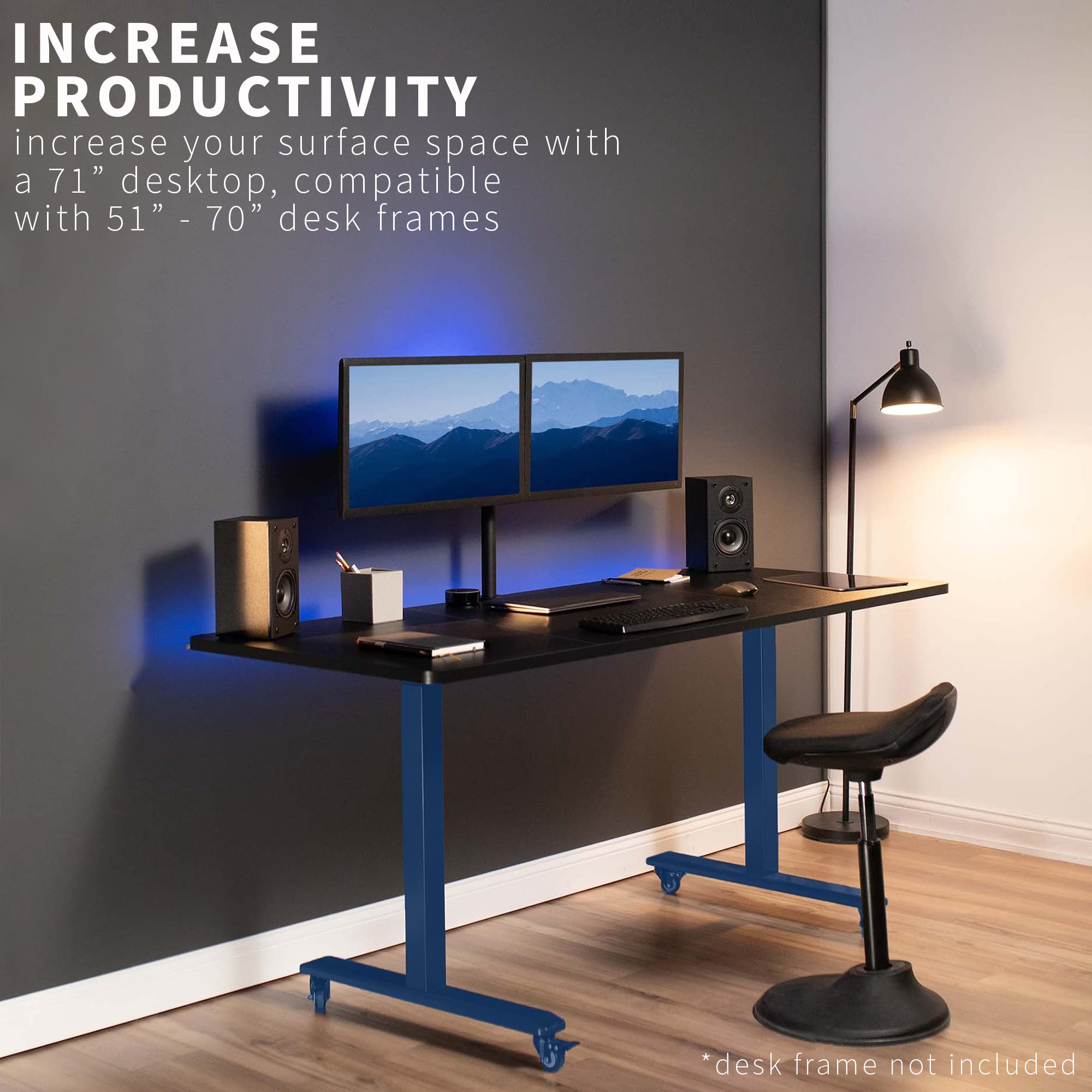 VIVO Universal 71 x 30 Inch Black Table Top for Adjustable Height Desk Frames - Fits Standard and Sit to Stand Home Office Desks | Perfect for Workspaces, Gaming Setups & Study Areas