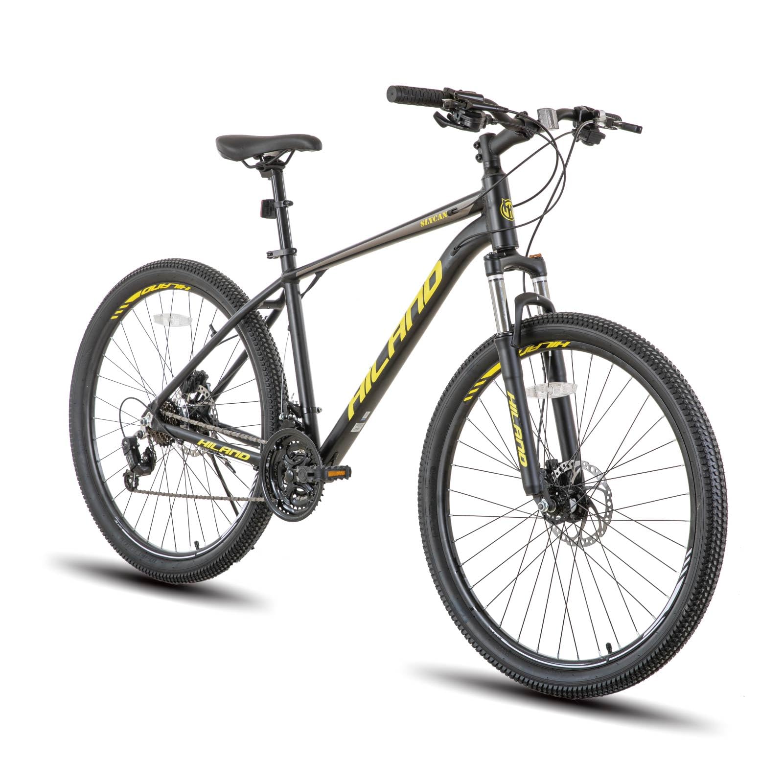 Hiland 27.5 Inch Mountain Bike for Adults - 21 Speed Gears, Aluminum 18 Inch Frame, Lock-Out Suspension Fork, Hydraulic Disc Brakes - Perfect for Men & Women - Ideal for Trail Riding, Commuting and Outdoor Adventures