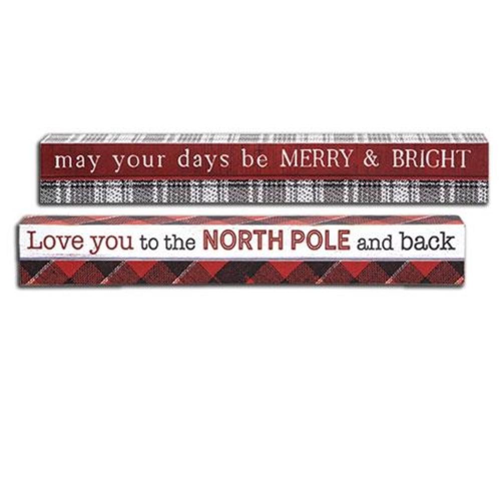 Love You to the North Pole & May Your Days Be Merry Wooden Signs Set of 2 - Christmas Holiday Home Decor for Living Room, Bedroom & Office