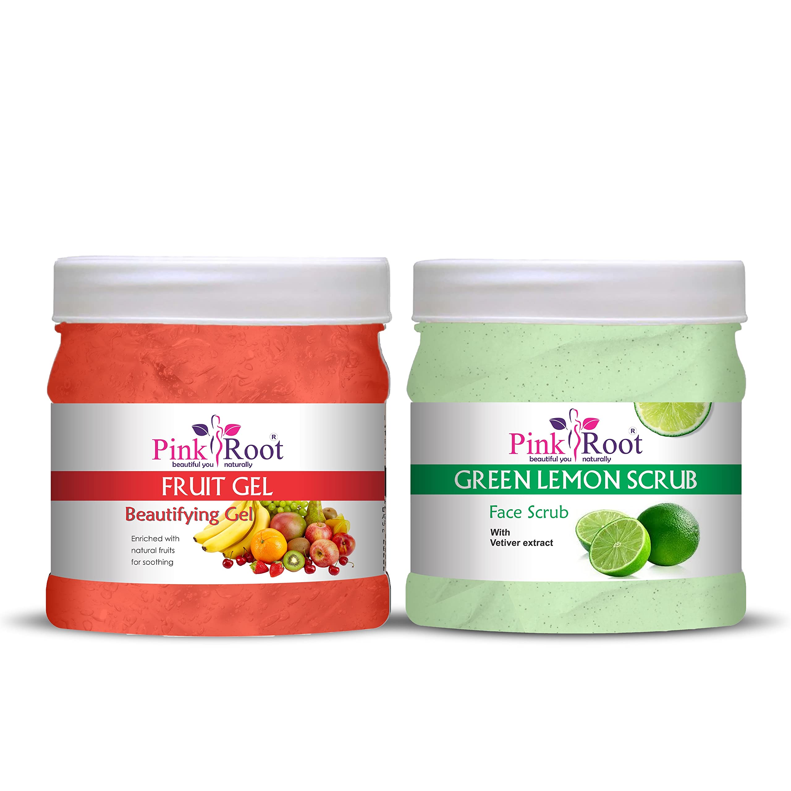 Pink Root Fruit Gel 500g & Green Lemon Scrub 500g - Natural Skincare Duo for Brightening & Exfoliation | Perfect for Daily Face & Body Care Routine