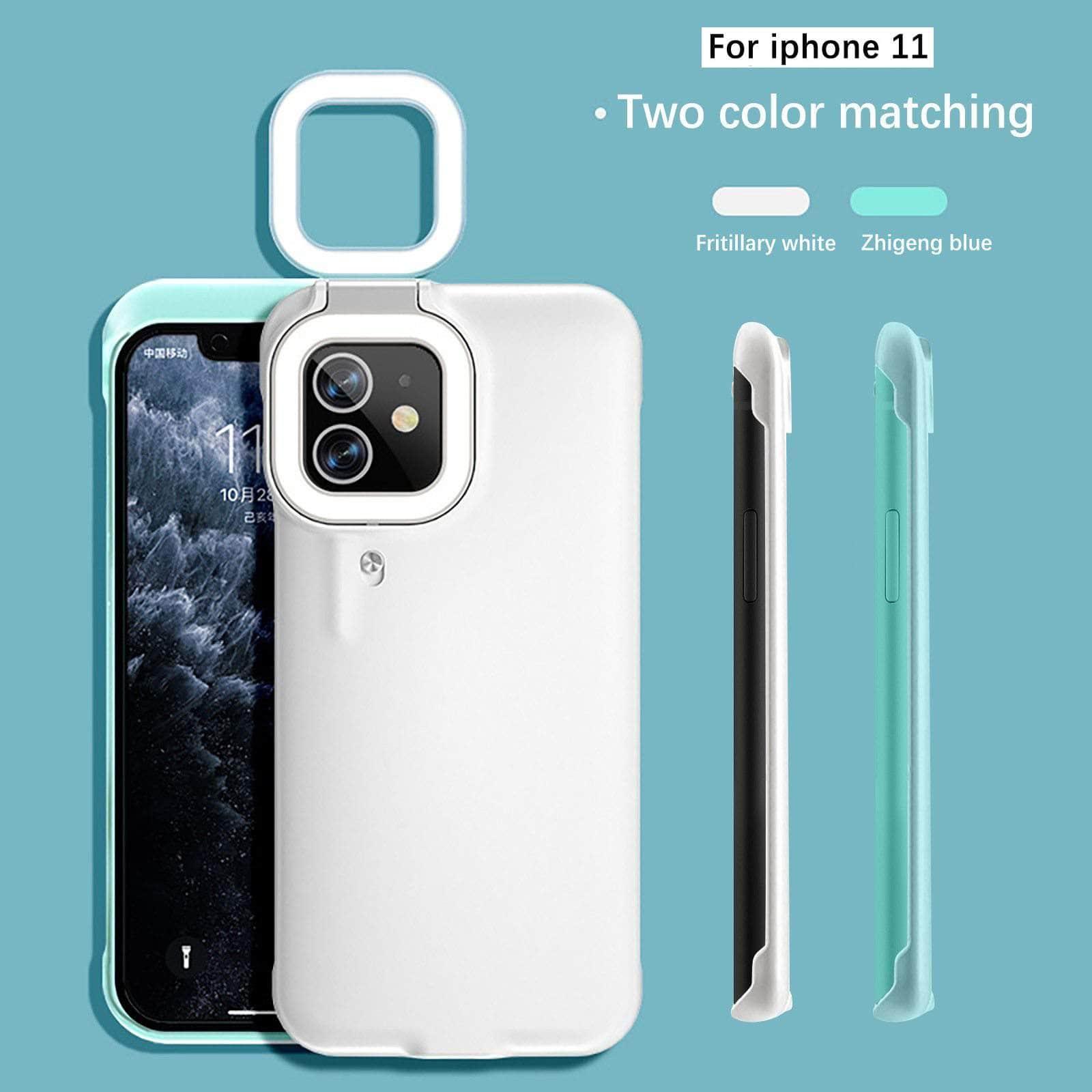 Selfie Ring Light Case for iPhone 12 - Beauty Fill Flash with 3 Brightness Levels - Perfect for Vlogging, Live Streaming & Night Photography