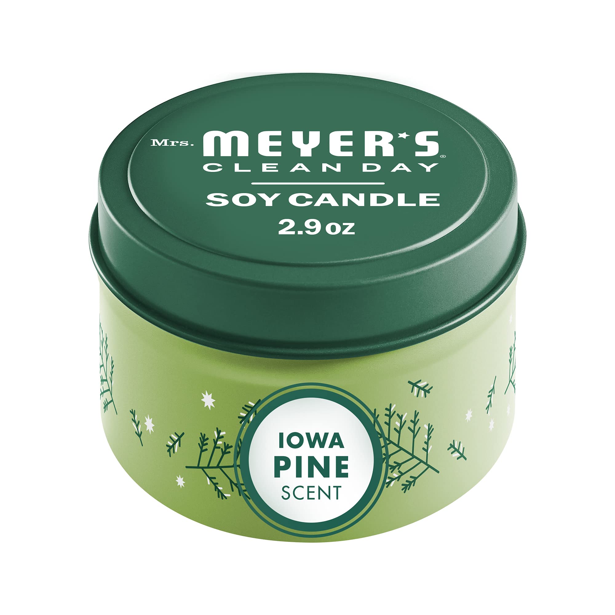 Mrs. Meyer's Clean Day Soy Candle - 12 Hour Burn Time, Made with Natural Soy Wax & Essential Oils, Iowa Pine Scent, 2.9 oz - Perfect for Home, Office, Spa Relaxation & Aromatherapy