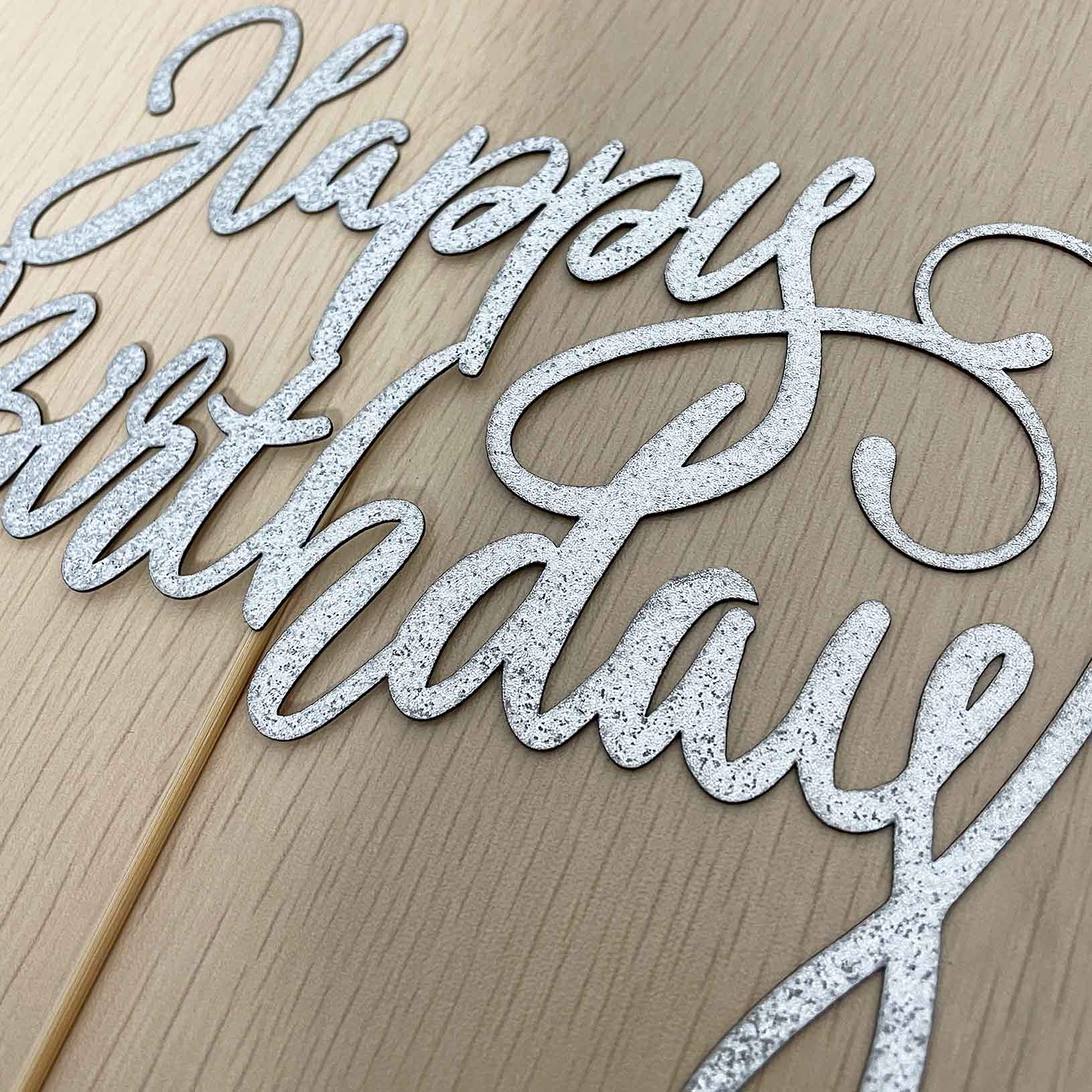 Happy Birthday Cake Topper - Double Sided Silver Glitter for Birthday Party Decorations | Perfect for Wedding, Baby Shower & Anniversary Celebrations