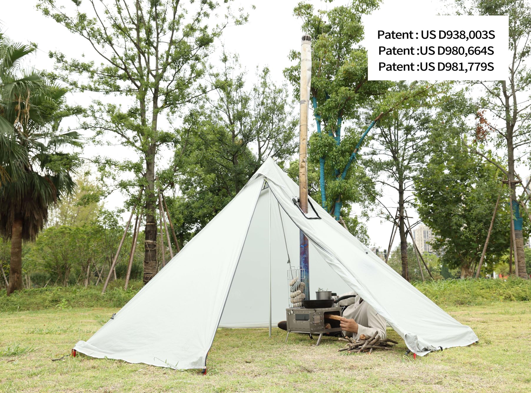 Woods Walker Titanium Hot Tent Wood Stove - Portable Folding Ultra Lightweight for Winter Camping, Hiking, Backpacking | BBQ Grill & Chimney Included | Perfect for Outdoor Cooking & Survival Gear