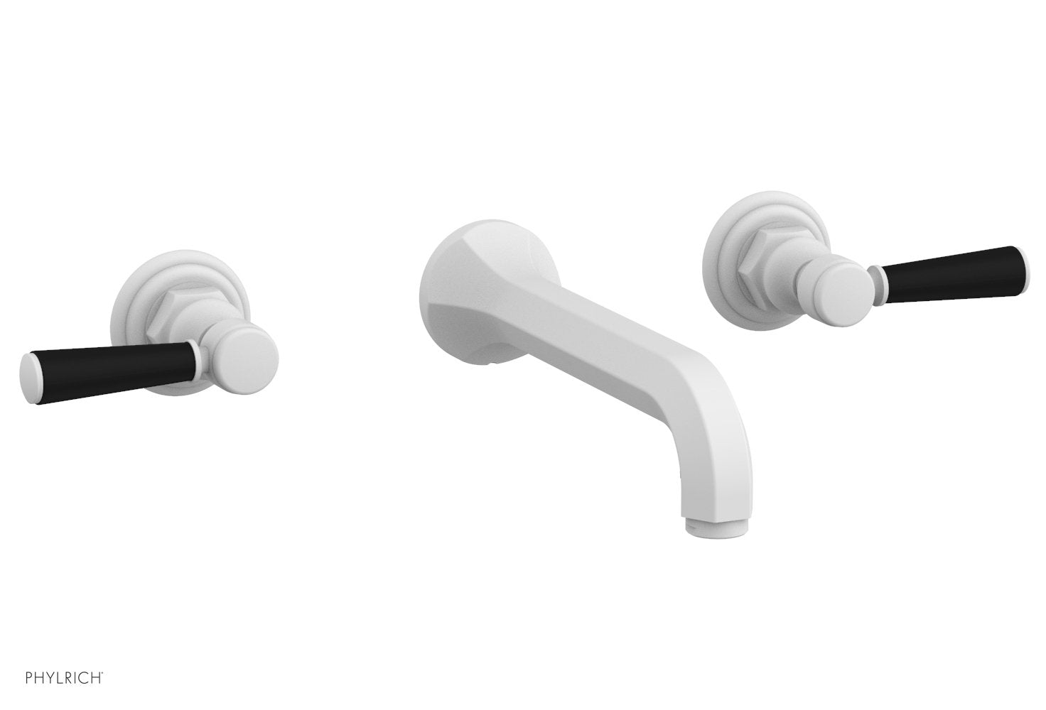 HEX TRADITIONAL Wall Tub Faucet Set with Satin Black Lever Handles - 500 57 Series - Perfect for Bathroom Renovation & Modern Home Decor