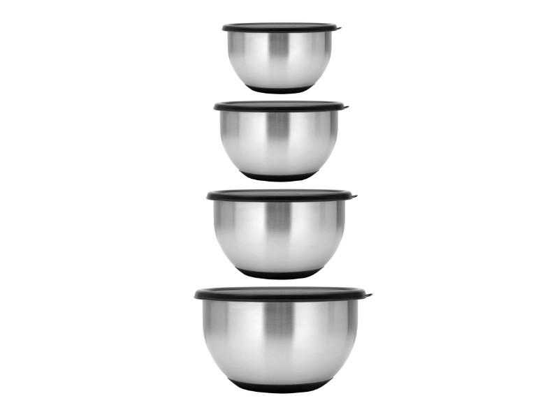 BergHOFF Geminis 8-Piece 18/10 Stainless Steel Mixing Bowl Set with Lids - Durable Kitchen Bowls for Baking, Mixing, Food Prep & Storage | Perfect for Home Cooks & Professional Chefs