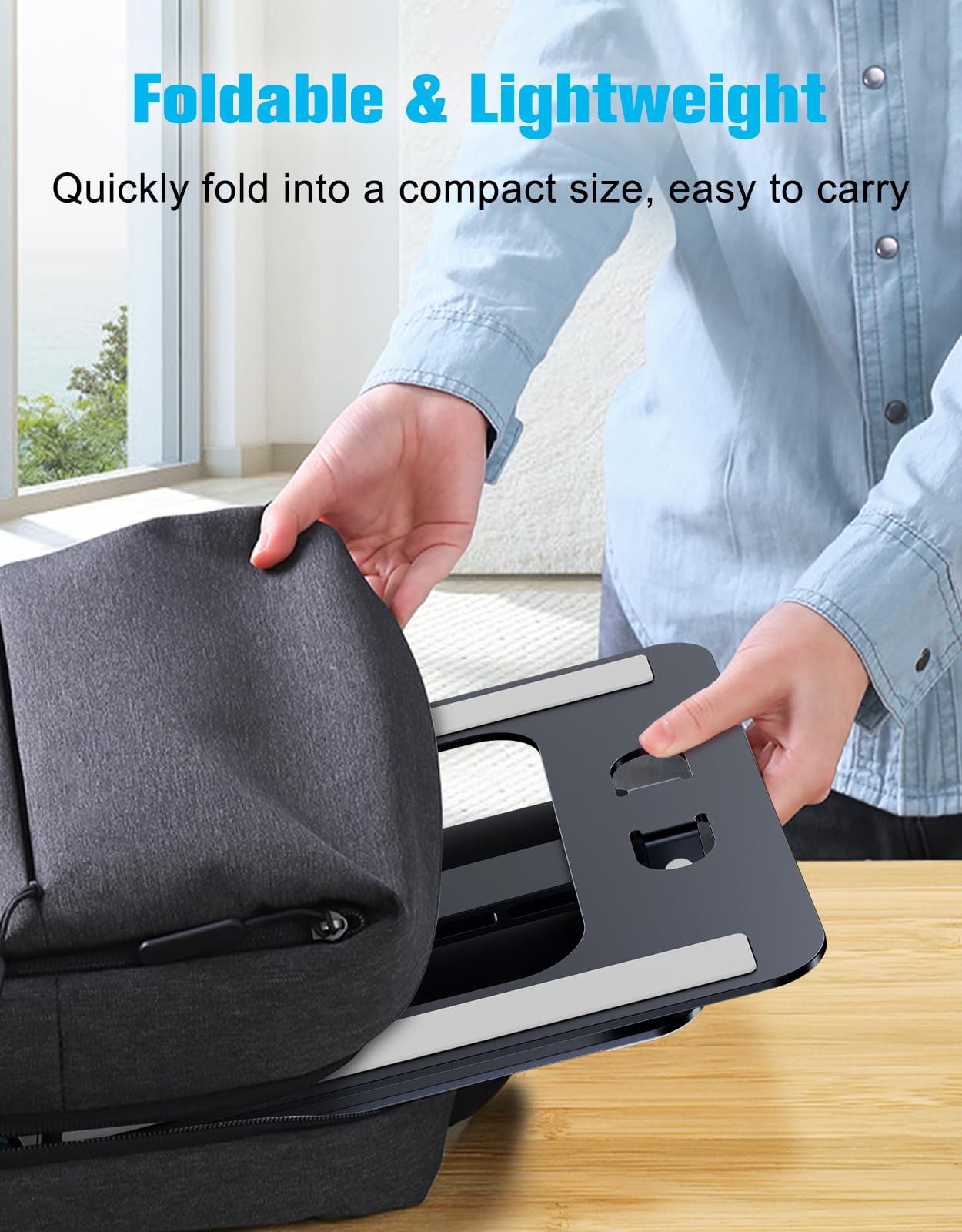 Babacom Laptop Stand - Ergonomic Foldable Adjustable Height Aluminium Alloy Riser for MacBook Air, Pro & 10-16