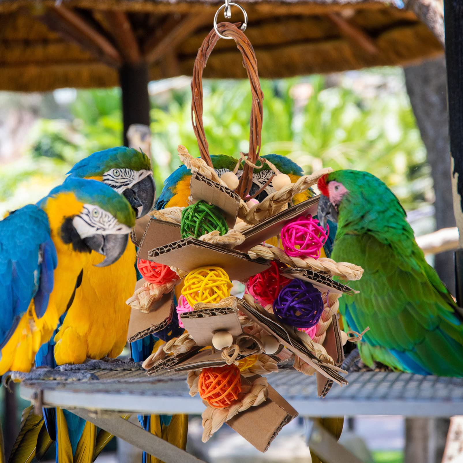 Durable Wooden Parrot Chewing Toy for Pet Birds - Natural Grinding & Biting Toy for Parakeets, Cockatiels, Macaws - Cage Accessories for Stress Relief & Beak Care | Perfect for Playtime & Mental Stimulation