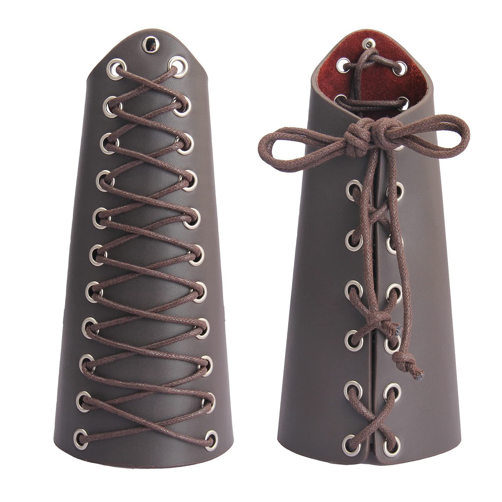 Jeilwiy Viking Bracers - Medieval Leather Arm Armor Cuffs (2-Pack) | Authentic Leather Gauntlets & Wristbands for Men & Women | Perfect for LARP, Cosplay, Renaissance Fairs & Viking Reenactments