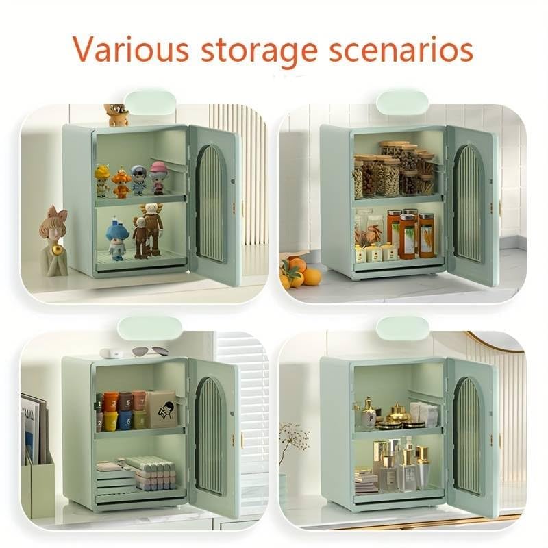Luxury Cosmetic Storage Cabinet - Dustproof Makeup Organizer with Open Door, Large Capacity Beauty & Skincare Storage Box | Perfect for Vanity, Bathroom & Bedroom Organization