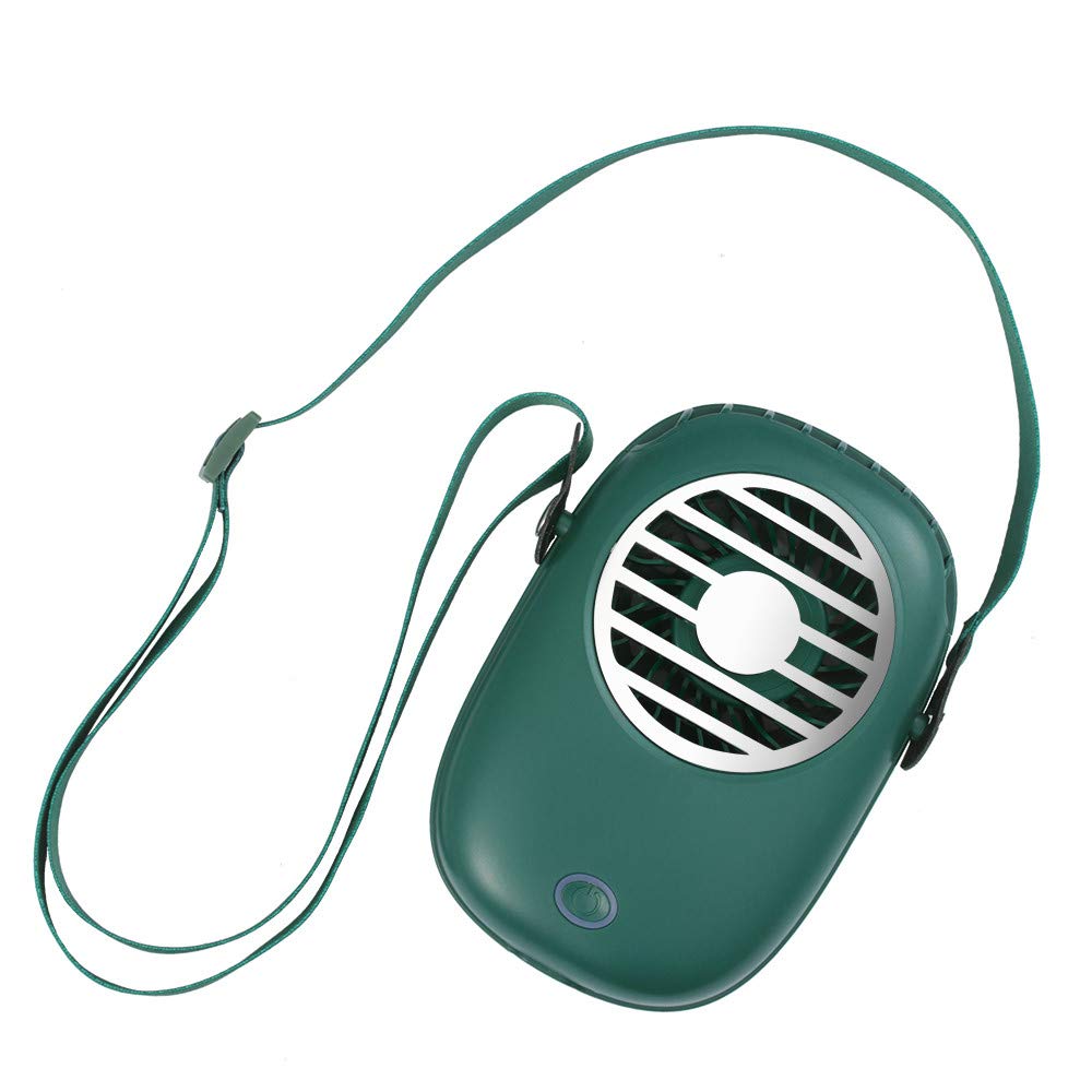 Portable USB Waist Fan - Mini Handheld Hanging Fan for Outdoor, Travel, and Home Use - Rechargeable Personal Cooling Fan (Green) - Perfect for Hiking, Camping, and Office